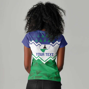 Personalised Lesotho Independence Day Women V-Neck T-Shirt Naha ea Lesotho Proud