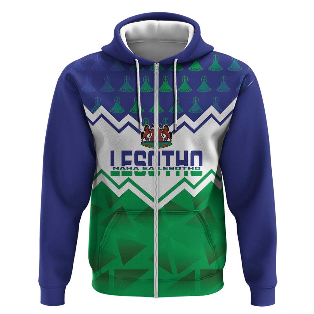 Personalised Lesotho Independence Day Zip Hoodie Naha ea Lesotho Proud