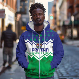 Personalised Lesotho Independence Day Zip Hoodie Naha ea Lesotho Proud