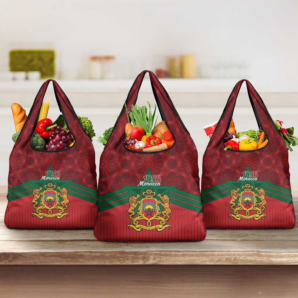 Afro Morocco Independence Day Grocery Bag 1956 Proud Islamic Pattern - African Pride