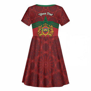 Personalized Afro Morocco Independence Day Kid Short Sleeve Dress 1956 Proud Islamic Pattern - African Pride