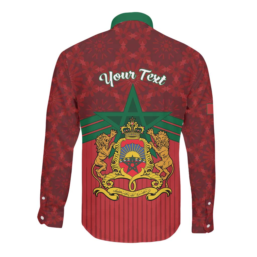 Personalized Afro Morocco Independence Day Long Sleeve Button Shirt 1956 Proud Islamic Pattern - African Pride