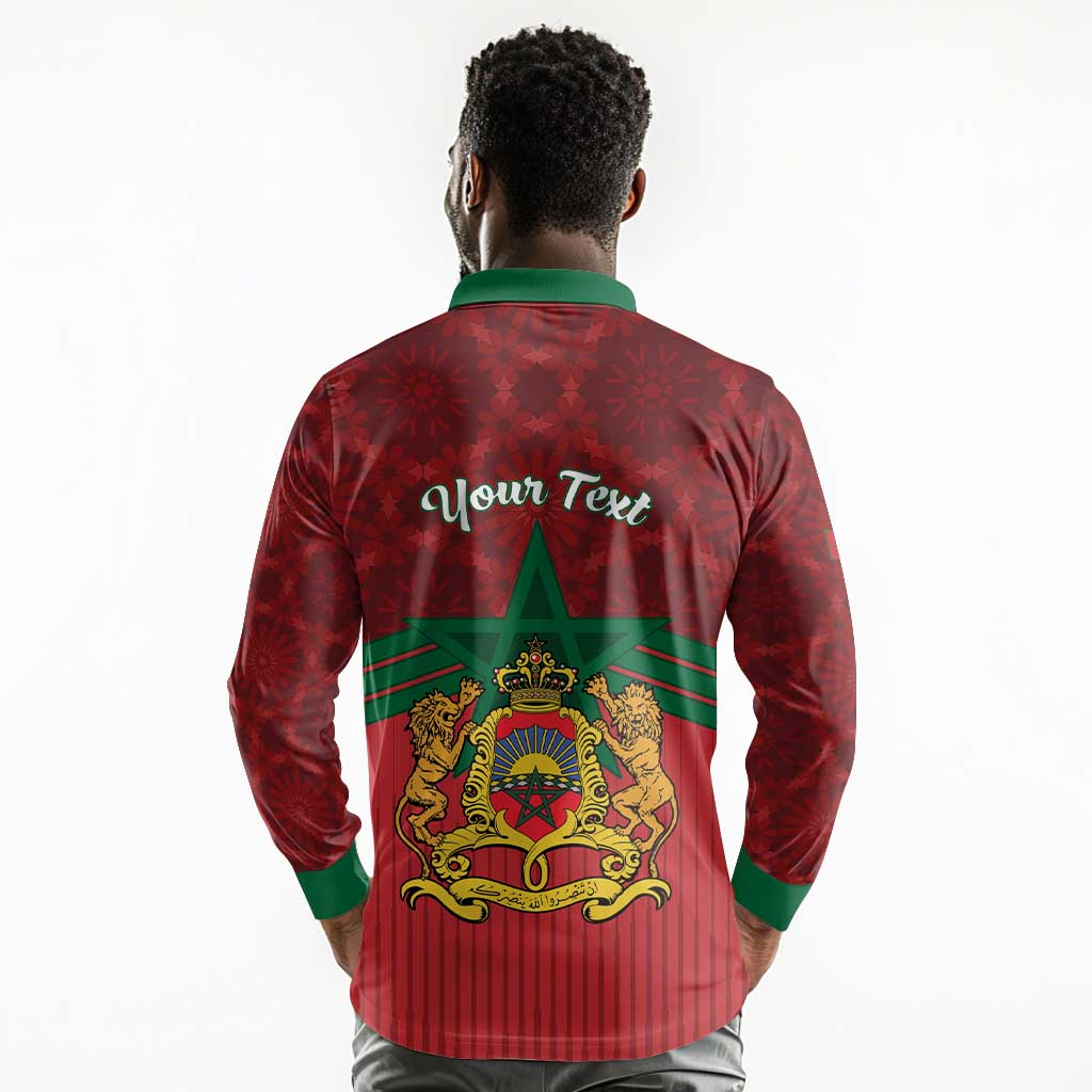 Personalized Afro Morocco Independence Day Long Sleeve Polo Shirt 1956 Proud Islamic Pattern - African Pride