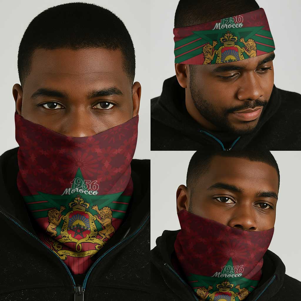 Afro Morocco Independence Day Neck Gaiter 1956 Proud Islamic Pattern - African Pride