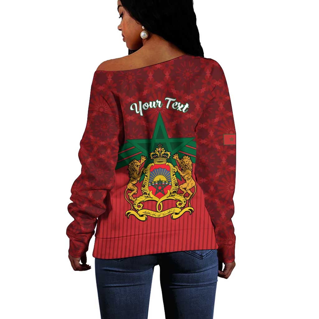 Personalized Afro Morocco Independence Day Off Shoulder Sweater 1956 Proud Islamic Pattern - African Pride
