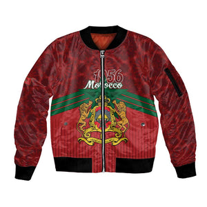 Personalized Afro Morocco Independence Day Sleeve Zip Bomber Jacket 1956 Proud Islamic Pattern - African Pride