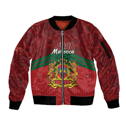 Personalized Afro Morocco Independence Day Sleeve Zip Bomber Jacket 1956 Proud Islamic Pattern - African Pride