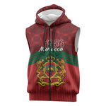 Personalized Afro Morocco Independence Day Sleeveless Zip Hoodie 1956 Proud Islamic Pattern - African Pride