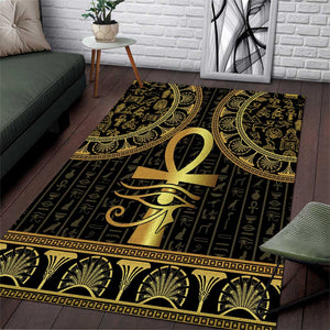 Afro Ancient Egypt Ankh and Eye Of Horus Area Rug Egyptian Hieroglyphs