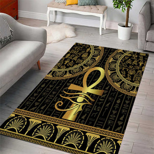 Afro Ancient Egypt Ankh and Eye Of Horus Area Rug Egyptian Hieroglyphs