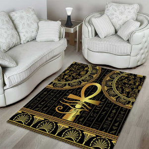 Afro Ancient Egypt Ankh and Eye Of Horus Area Rug Egyptian Hieroglyphs