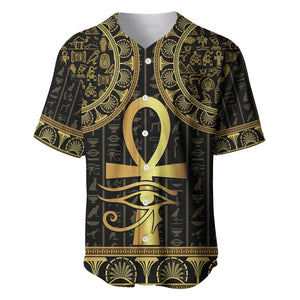 Afro Ancient Egypt Ankh and Eye Of Horus Baseball Jersey Egyptian Hieroglyphs