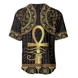 Afro Ancient Egypt Ankh and Eye Of Horus Baseball Jersey Egyptian Hieroglyphs