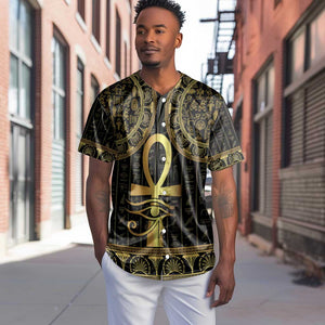 Afro Ancient Egypt Ankh and Eye Of Horus Baseball Jersey Egyptian Hieroglyphs