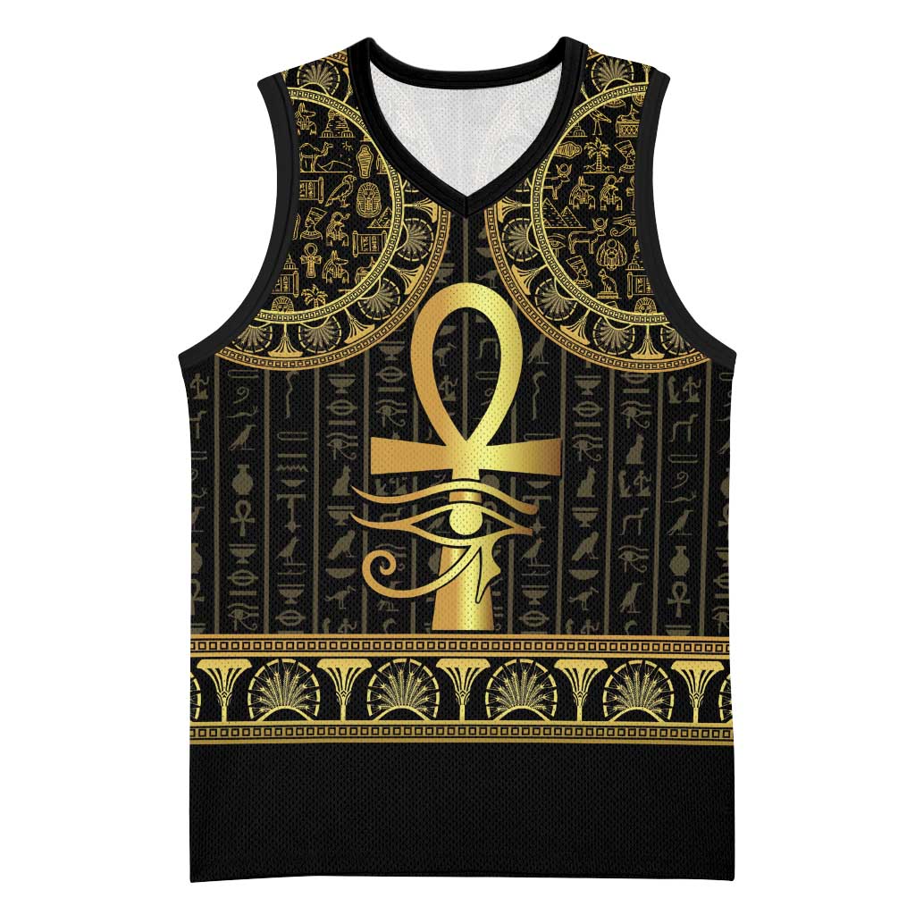 Afro Ancient Egypt Ankh and Eye Of Horus Basketball Jersey Egyptian Hieroglyphs LT14