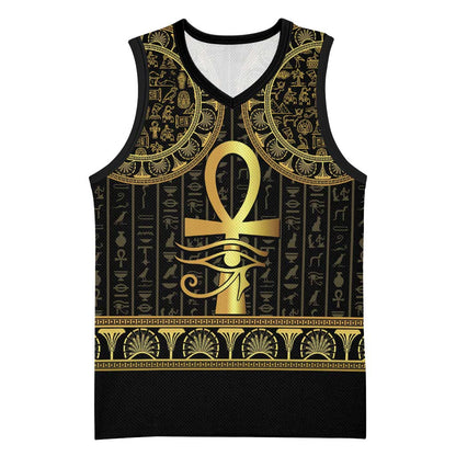 Afro Ancient Egypt Ankh and Eye Of Horus Basketball Jersey Egyptian Hieroglyphs LT14