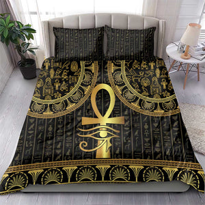 Afro Ancient Egypt Ankh and Eye Of Horus Bedding Set Egyptian Hieroglyphs