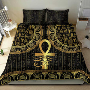 Afro Ancient Egypt Ankh and Eye Of Horus Bedding Set Egyptian Hieroglyphs