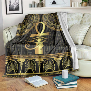 Afro Ancient Egypt Ankh and Eye Of Horus Blanket Egyptian Hieroglyphs