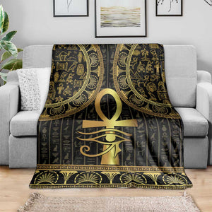 Afro Ancient Egypt Ankh and Eye Of Horus Blanket Egyptian Hieroglyphs