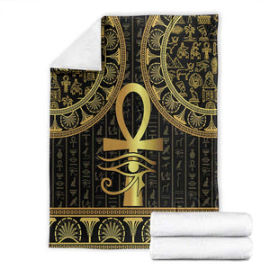 Afro Ancient Egypt Ankh and Eye Of Horus Blanket Egyptian Hieroglyphs