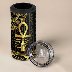 Afro Ancient Egypt Ankh and Eye Of Horus 4 in 1 Can Cooler Tumbler Egyptian Hieroglyphs