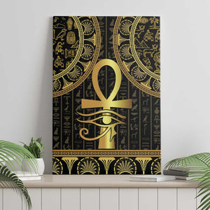 Afro Ancient Egypt Ankh and Eye Of Horus Canvas Wall Art Egyptian Hieroglyphs