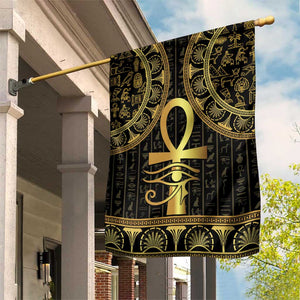 Afro Ancient Egypt Ankh and Eye Of Horus Garden Flag Egyptian Hieroglyphs