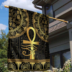 Afro Ancient Egypt Ankh and Eye Of Horus Garden Flag Egyptian Hieroglyphs