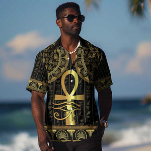 Afro Ancient Egypt Ankh and Eye Of Horus Hawaiian Shirt Egyptian Hieroglyphs