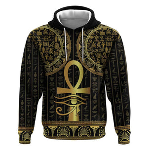 Afro Ancient Egypt Ankh and Eye Of Horus Hoodie Egyptian Hieroglyphs