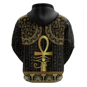 Afro Ancient Egypt Ankh and Eye Of Horus Hoodie Egyptian Hieroglyphs