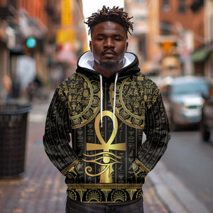 Afro Ancient Egypt Ankh and Eye Of Horus Hoodie Egyptian Hieroglyphs