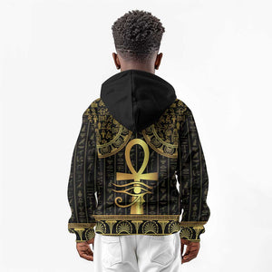 Afro Ancient Egypt Ankh and Eye Of Horus Kid Hoodie Egyptian Hieroglyphs