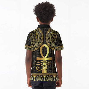 Afro Ancient Egypt Ankh and Eye Of Horus Kid Polo Shirt Egyptian Hieroglyphs