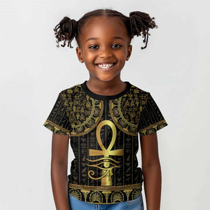 Afro Ancient Egypt Ankh and Eye Of Horus Kid T shirt Egyptian Hieroglyphs