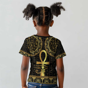 Afro Ancient Egypt Ankh and Eye Of Horus Kid T shirt Egyptian Hieroglyphs