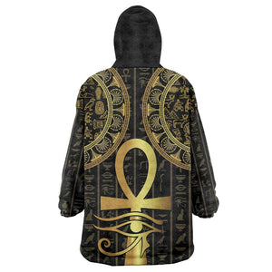 Afro Ancient Egypt Ankh and Eye Of Horus Kid Wearable Blanket Hoodie Egyptian Hieroglyphs