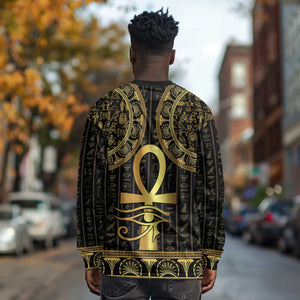 Afro Ancient Egypt Ankh and Eye Of Horus Long Sleeve Shirt Egyptian Hieroglyphs