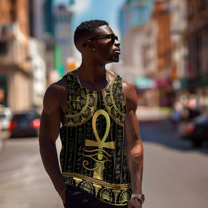 Afro Ancient Egypt Ankh and Eye Of Horus Men Tank Top Egyptian Hieroglyphs