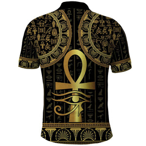 Afro Ancient Egypt Ankh and Eye Of Horus Polo Shirt Egyptian Hieroglyphs