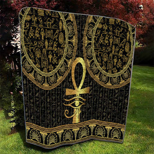 Afro Ancient Egypt Ankh and Eye Of Horus Quilt Egyptian Hieroglyphs