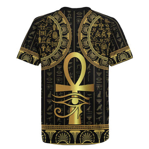 Afro Ancient Egypt Ankh and Eye Of Horus Rugby Jersey Egyptian Hieroglyphs