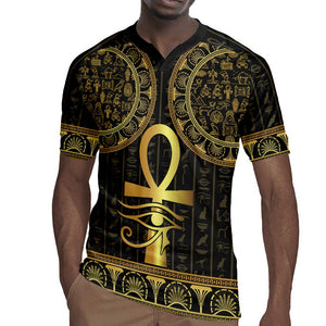 Afro Ancient Egypt Ankh and Eye Of Horus Rugby Jersey Egyptian Hieroglyphs