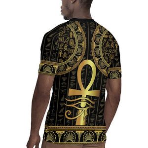 Afro Ancient Egypt Ankh and Eye Of Horus Rugby Jersey Egyptian Hieroglyphs