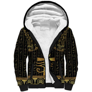 Afro Ancient Egypt Ankh and Eye Of Horus Sherpa Hoodie Egyptian Hieroglyphs