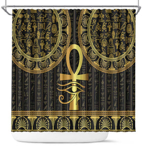 Afro Ancient Egypt Ankh and Eye Of Horus Shower Curtain Egyptian Hieroglyphs