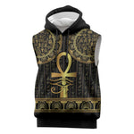 Afro Ancient Egypt Ankh and Eye Of Horus Sleeveless Hoodie Egyptian Hieroglyphs - African Pride