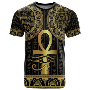 Afro Ancient Egypt Ankh and Eye Of Horus T shirt Egyptian Hieroglyphs