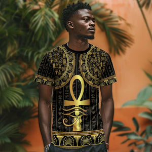 Afro Ancient Egypt Ankh and Eye Of Horus T shirt Egyptian Hieroglyphs